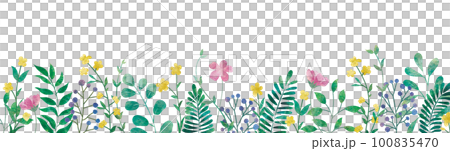 花と葉っぱの水彩画イラスト/ボタニカル/フローラル 100835470