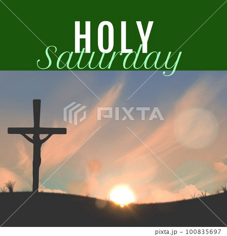 Composite of holy saturday text and silhouette...のイラスト素材 [100835697 ...