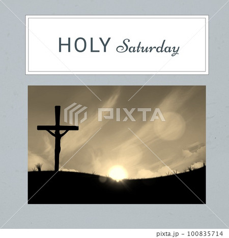 Composite of silhouette crucifix on land...のイラスト素材 [100835714] - PIXTA