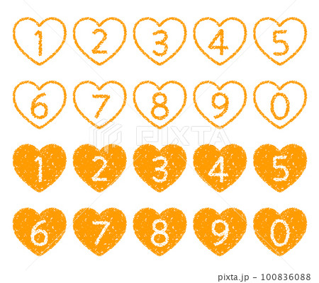 クレヨン素材　手描きの数字アイコンセット 100836088
