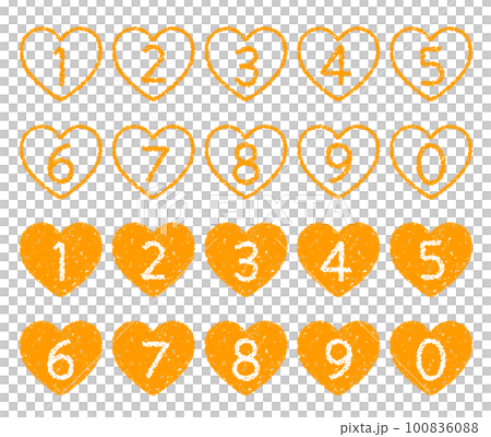 クレヨン素材　手描きの数字アイコンセット 100836088