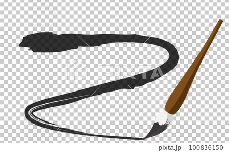 かすれた筆のs字ライン 100836150