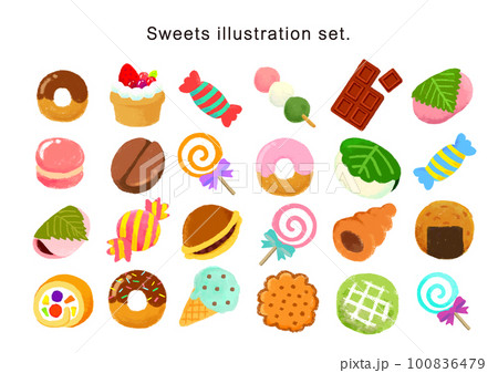 かわいいスイーツのイラストセット 100836479