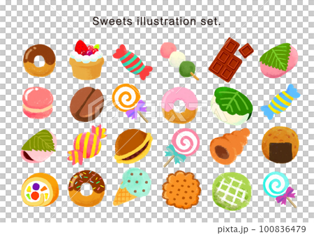Illustration set of cute sweets 100836479