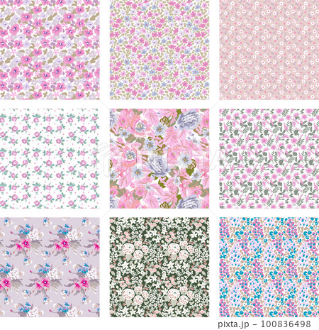 花柄パターン,背景素材セット 花柄パターン,背景素材セット 100836498