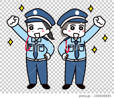 兩名年輕的女保全微笑著擺出握拳姿勢(全身) 兩名年輕的女保全微笑著擺出握拳姿勢(全身) 100836693