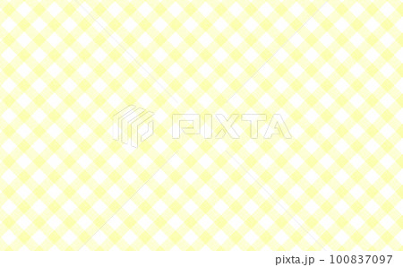 黄色の手描き風ななめのチェック柄背景イラスト 100837097