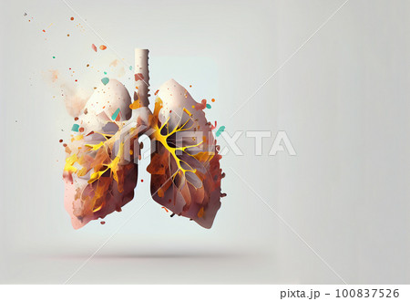 World No Tobacco Day. toxic smoke formation shaped as the human lung, Unhealthy lungs breathing smoke and pollution, Generative AI 100837526