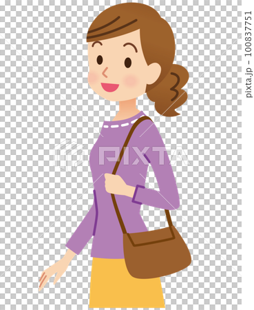 外出、通勤、購物的年輕女性 100837751