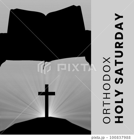 Composition of orthodox holy saturday text and christian cross Composition of orthodox holy saturday text and christian cross 100837988