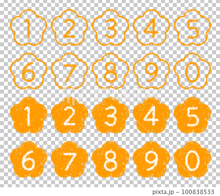 Hand-drawn crayon material Flower-shaped number icon set Hand-drawn crayon material Flower-shaped number icon set 100838533