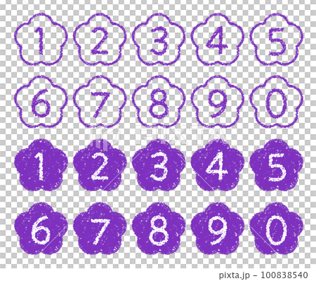 Hand-drawn crayon material Flower-shaped number icon set Hand-drawn crayon material Flower-shaped number icon set 100838540