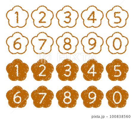 手描きのクレヨン素材 花の形の数字アイコンセット 手描きのクレヨン素材 花の形の数字アイコンセット 100838560