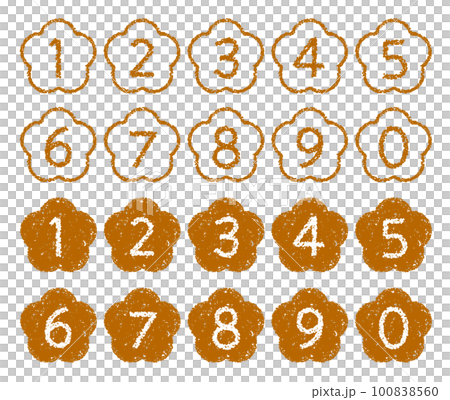 Hand-drawn crayon material Flower-shaped number icon set Hand-drawn crayon material Flower-shaped number icon set 100838560
