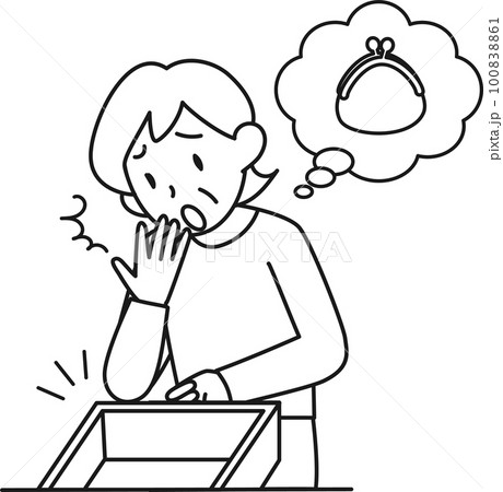 財布がなくなっていることに驚くシニア女性 財布がなくなっていることに驚くシニア女性 100838861