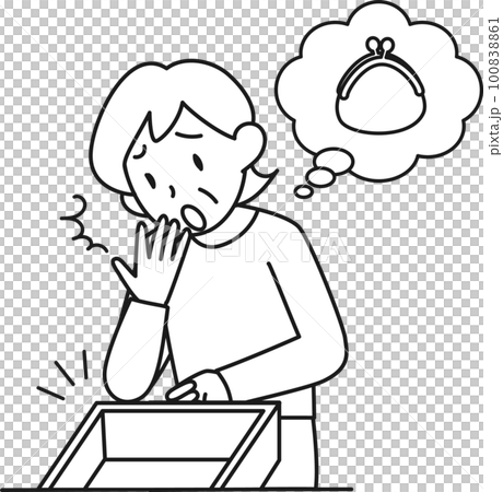 財布がなくなっていることに驚くシニア女性 財布がなくなっていることに驚くシニア女性 100838861