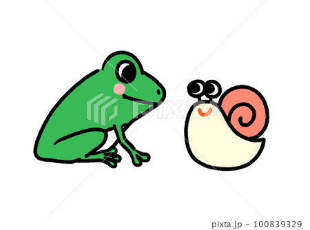 カエルとカタツムリのイラスト 100839329