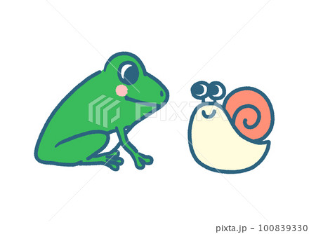 カエルとカタツムリのイラスト カエルとカタツムリのイラスト 100839330