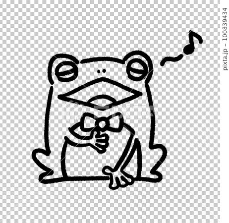 歌うカエルの線画イラストのイラスト素材 [100839434] - PIXTA