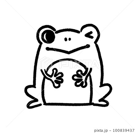 カエルの手描き線画イラスト カエルの線画イラストセットのイラスト素材 [100839729] - PIXTA