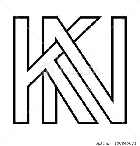 Logo sign kn nk, icon double letters logotype n k 100840071