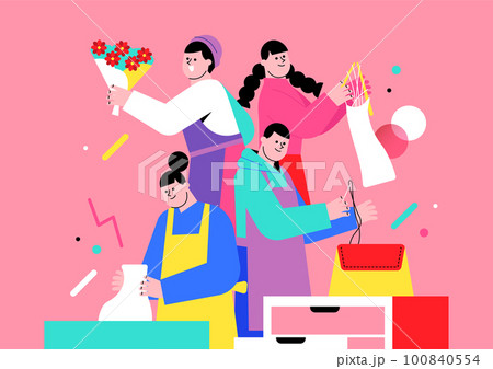 group of people crafting together 100840554