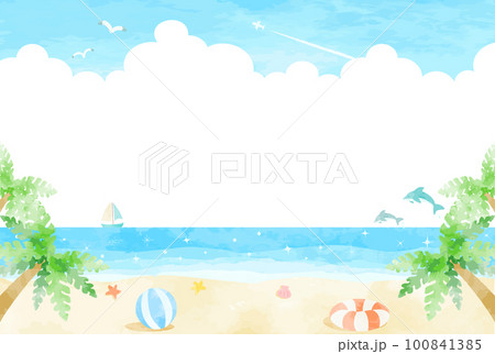夏をイメージした海辺の風景イラスト 100841385
