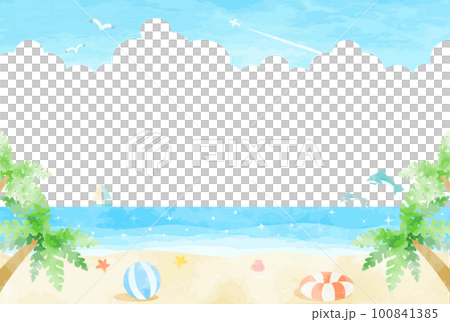 夏をイメージした海辺の風景イラスト 100841385