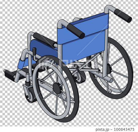 Illustration of a wheelchair seen diagonally from behind Illustration of a wheelchair seen diagonally from behind 100843475