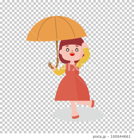 傘をさす女性のイラスト 100844661