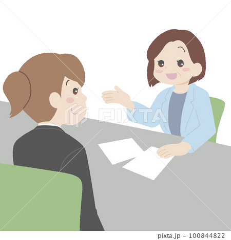 手描き風の就職相談をする女性 100844822