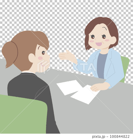 手描き風の就職相談をする女性 100844822