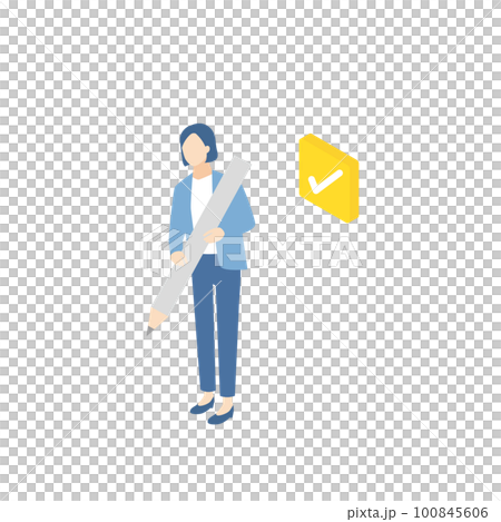 Business woman confirming and checking with a pencil 100845606