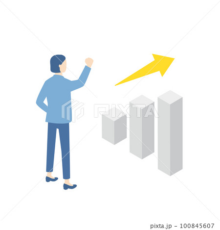 業績の向上に喜ぶビジネスウーマン 100845607