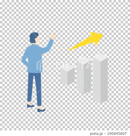 業績の向上に喜ぶビジネスウーマン 100845607