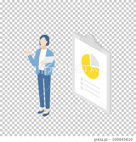 使用材料進行演示的女商人 100845610