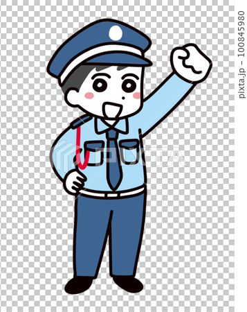 Smiling young male security guard (full body) posing with fist 100845980