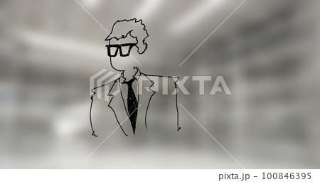 Image of illustration of businessman over out of focus office space 100846395