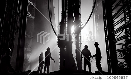 Oil and Gas Drilling Rig. Oil drilling rig operation on the oil platform in oil and gas industry. 100846637