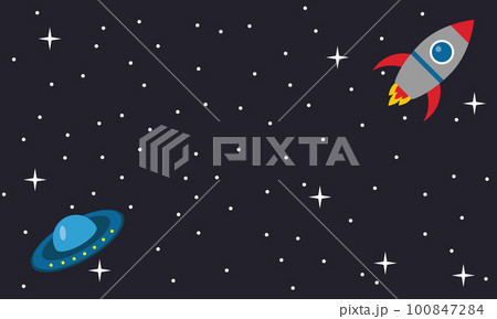 Space, rocket and ufo, background, vector. 100847284