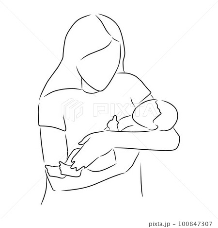 Motherhood Mother and baby Mom kisses the child Sketch Vector  illustration isolated on white background 8418489 Vector Art at Vecteezy