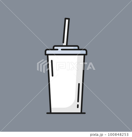 Coffee cup with lid isolated disposable cup mockup template. Vector takeout drink in plastic or glass container. Takeaway fastfood beverage Coffee cup with lid isolated disposable cup mockup template. Vector takeout drink in plastic or glass container. Takeaway fastfood beverage 100848253