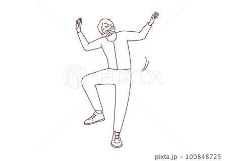 Smiling older man dancing Smiling older man dancing 100848725