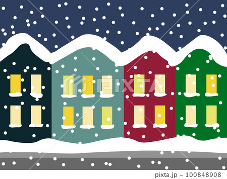 Scandinavian city and snowfall, vector. Scandinavian city and snowfall, vector. 100848908