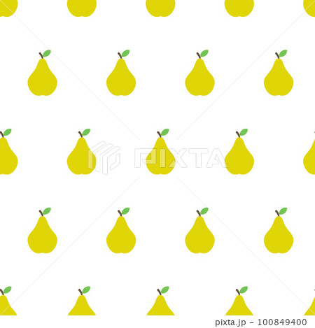 Pear, seamless pattern, vector. Pattern of yellow pears on a white background. 100849400