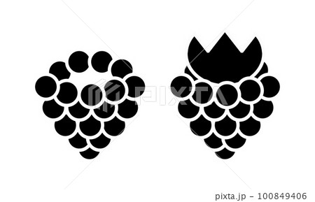 Raspberry, vector. Black raspberry icons on a white background. 100849406