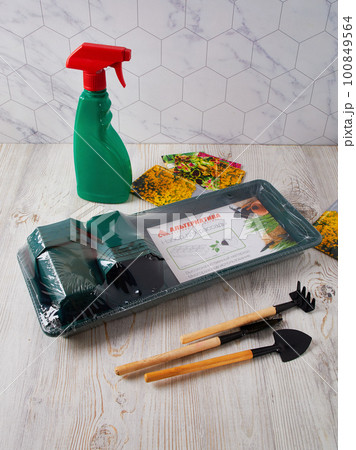 Miniature garden tools for transplanting plants, home hobby 100849564