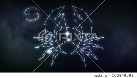 Image of cancer sign with stars on black background 100849693
