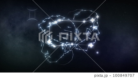 Image of gemini sign with stars on black background Image of gemini sign with stars on black background 100849707