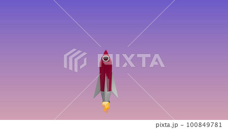 Image of flying rocket against gradient background 100849781
